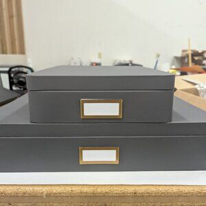 Project 62 2-Pack Gray Storage Boxes with Gold Label Holders